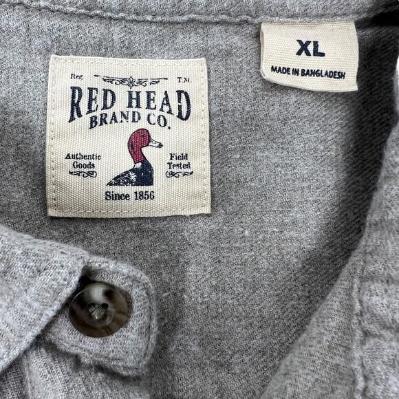 Bass Pro Shop (XL) Red Head Brand Solid Flannel Long-Sleeve Shirt Beige-Khaki - Picture 4 of 14